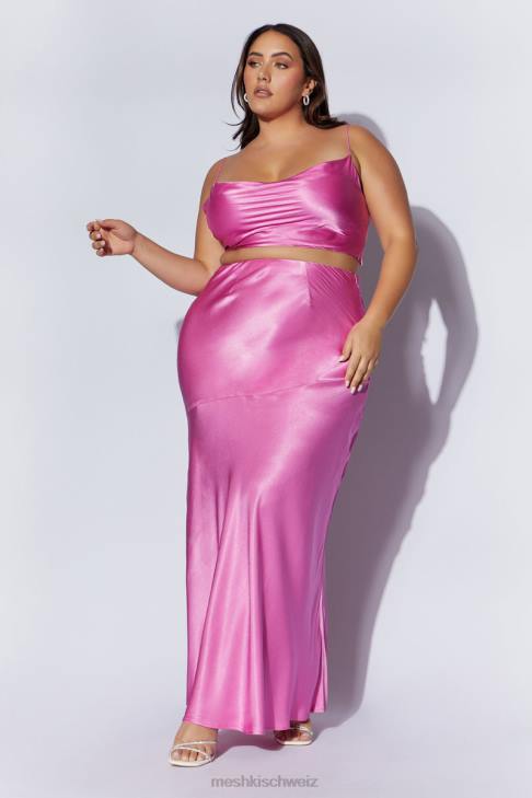 Meshki Mohnblumen-Satin-Maxirock Rosa Kleidung 060V1523