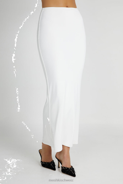 Meshki Olympia-Fischschwanz-Maxirock aus recyceltem Nylon Weiß Kleidung 060V1259