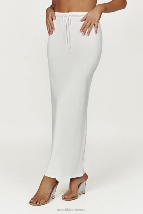 Meshki Penelope Pointelle-Strick-Maxirock Weiß Kleidung 060V1425