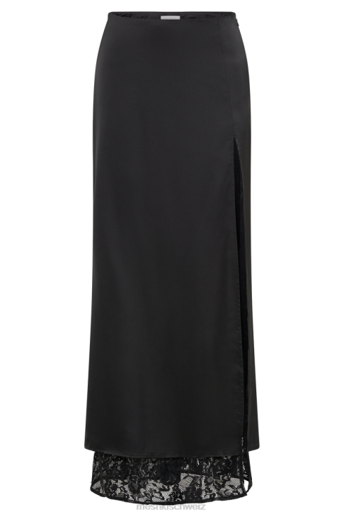 Meshki Mia Midirock aus Satin und Spitze Schwarz Kleidung 060V1324