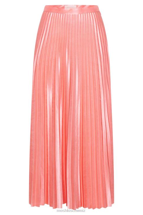 Meshki Shirin plissierter Midirock aus Satin Rosenwasser Kleidung 060V1507