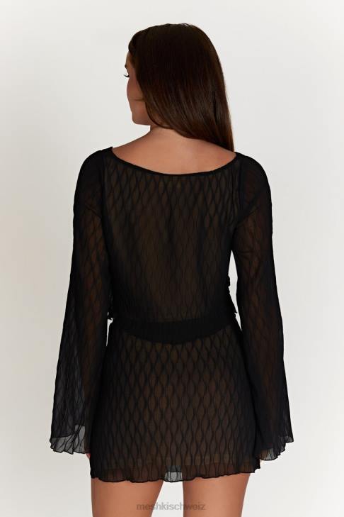 Meshki Efeu-Minirock mit mittlerer Leibhöhe Schwarz Kleidung 060V1531