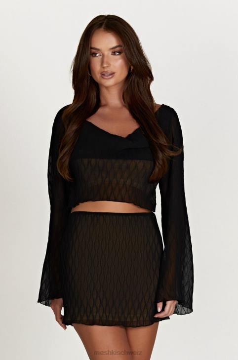 Meshki Efeu-Minirock mit mittlerer Leibhöhe Schwarz Kleidung 060V1531