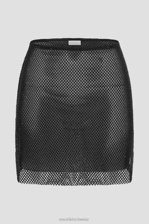 Meshki Hilton Diamant-Mesh-Minirock Schwarz Kleidung 060V1260