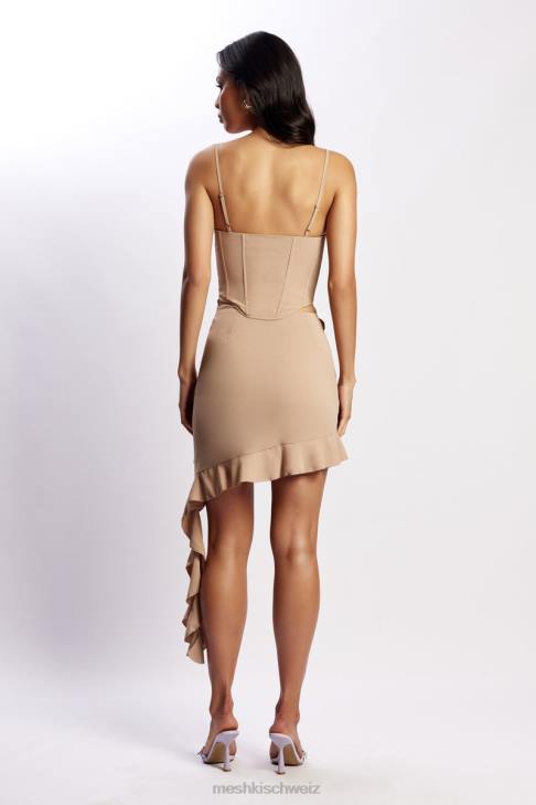 Meshki Janice asymmetrischer Rock mit Rüschen Taupe Kleidung 060V1555