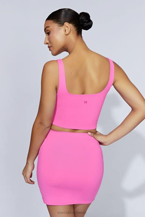 Meshki Kara Minirock mit geraffter Vorderseite Kaugummirosa Kleidung 060V1457