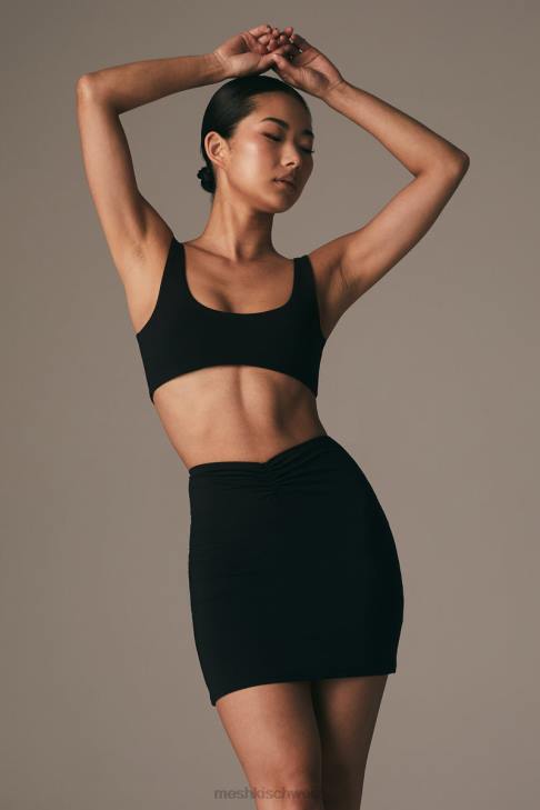 Meshki Kara Minirock mit geraffter Vorderseite Schwarz Kleidung 060V1560