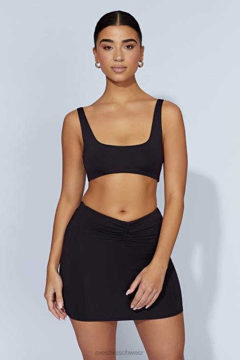 Meshki Kara Minirock mit geraffter Vorderseite Schwarz Kleidung 060V1560