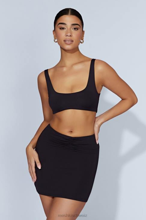 Meshki Kara Minirock mit geraffter Vorderseite Schwarz Kleidung 060V1560