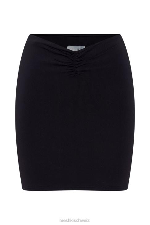 Meshki Kara Minirock mit geraffter Vorderseite Schwarz Kleidung 060V1560