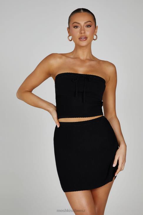 Meshki Kyra Waffel-Minirock Schwarz Kleidung 060V1285