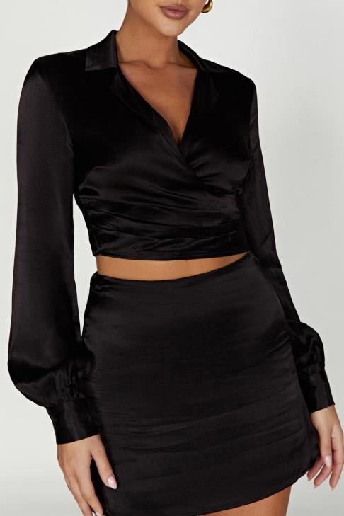 Meshki Minirock „Amia“ aus Satin Schwarz Kleidung 060V1385