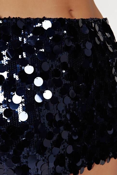 Meshki Minirock „Dinah“ mit Pailletten und niedrigem Bund Mitternachtsmarine Kleidung 060V1313