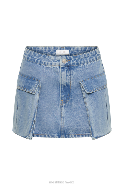 Meshki Minirock „Lylah“ aus Denim mit Tasche Mittelblau Kleidung 060V1269