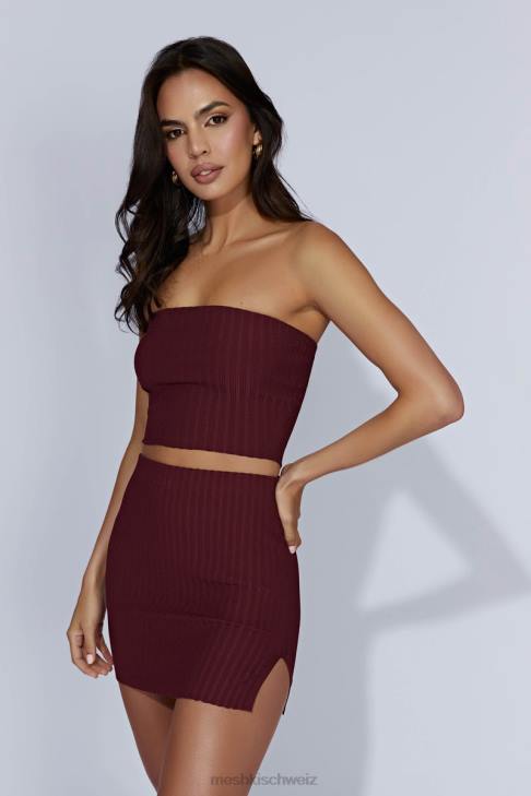 Meshki Minirock aus Shiloh-Strick mit niedrigem Bund Kirschschokolade Kleidung 060V1468