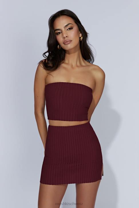 Meshki Minirock aus Shiloh-Strick mit niedrigem Bund Kirschschokolade Kleidung 060V1468