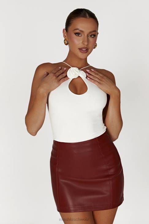 Meshki Minirock aus rehbraunem Kunstleder Kirschschokolade Kleidung 060V1399