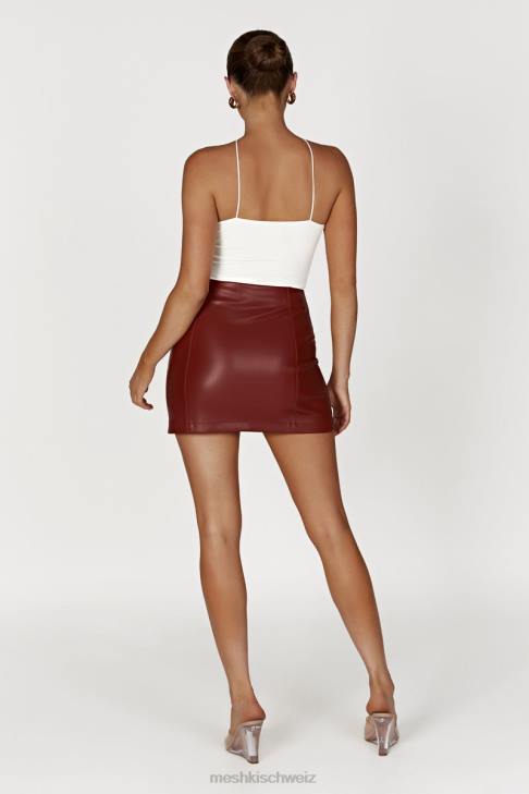 Meshki Minirock aus rehbraunem Kunstleder Kirschschokolade Kleidung 060V1399