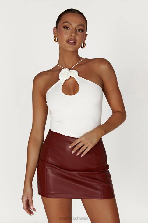 Meshki Minirock aus rehbraunem Kunstleder Kirschschokolade Kleidung 060V1399