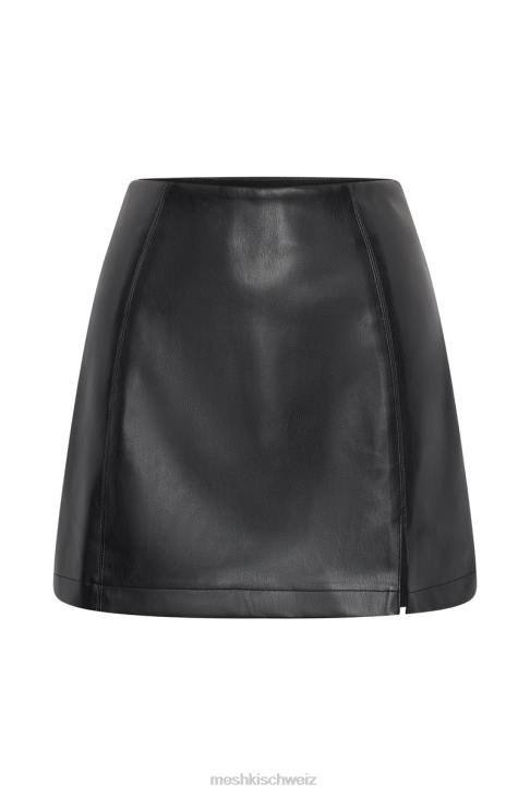 Meshki Saylor Minirock aus Kunstleder in A-Linie Schwarz Kleidung 060V1542