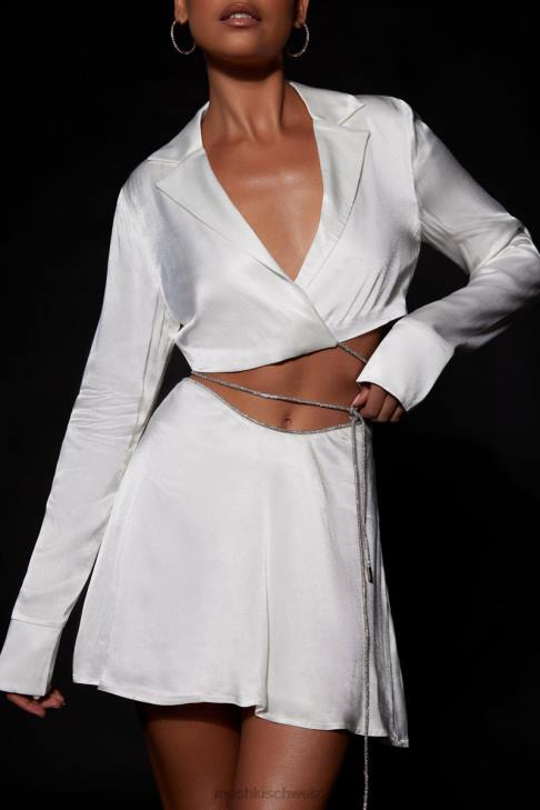 Meshki Talulah Mini-Flötenrock mit Diamantbesatz Weiß Kleidung 060V1548