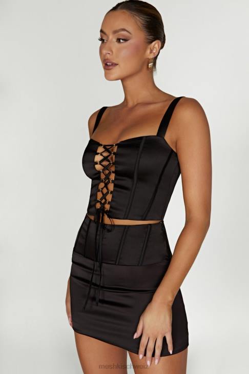 Meshki scharlachroter Korsett-Minirock Schwarz Kleidung 060V1516