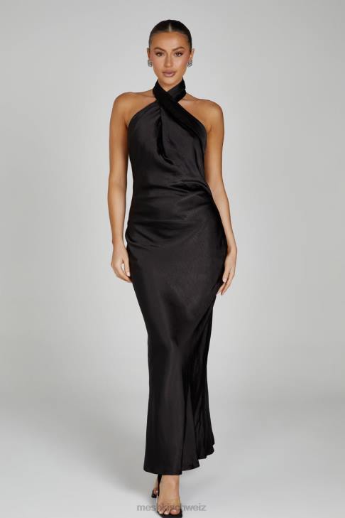 Meshki Laura Halter Satin Gown Black Clothing 060V121