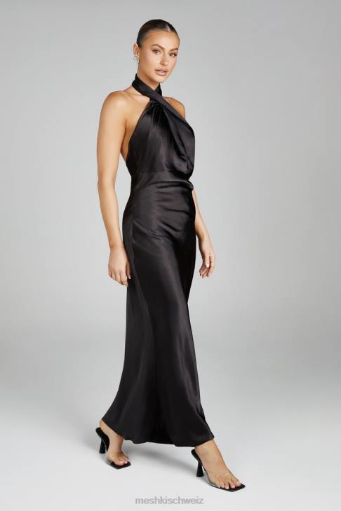 Meshki Laura Halter Satin Gown Black Clothing 060V121