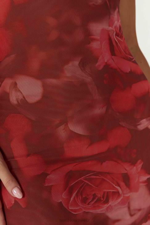 Meshki Aphrodite Strapless Mesh Dress Oversized Rose Print Clothing 060V111