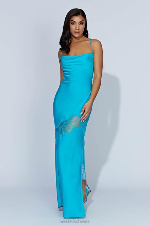 Meshki Chandra Lace Detail Satin Maxi Dress Aquamarine Clothing 060V117