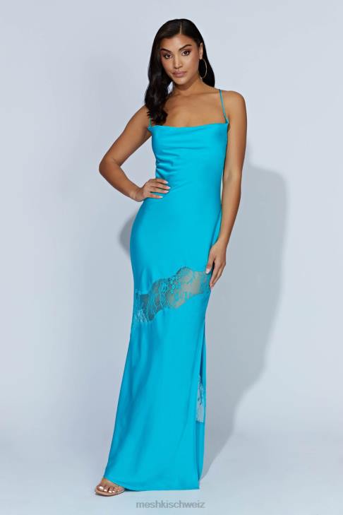 Meshki Chandra Lace Detail Satin Maxi Dress Aquamarine Clothing 060V117