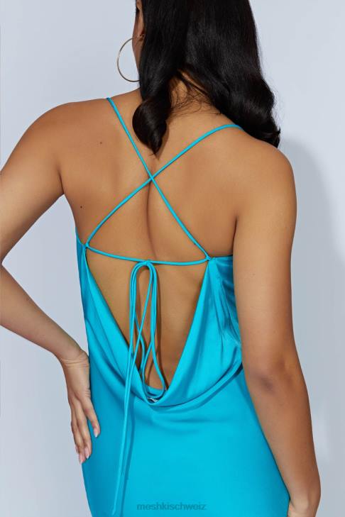 Meshki Chandra Lace Detail Satin Maxi Dress Aquamarine Clothing 060V117