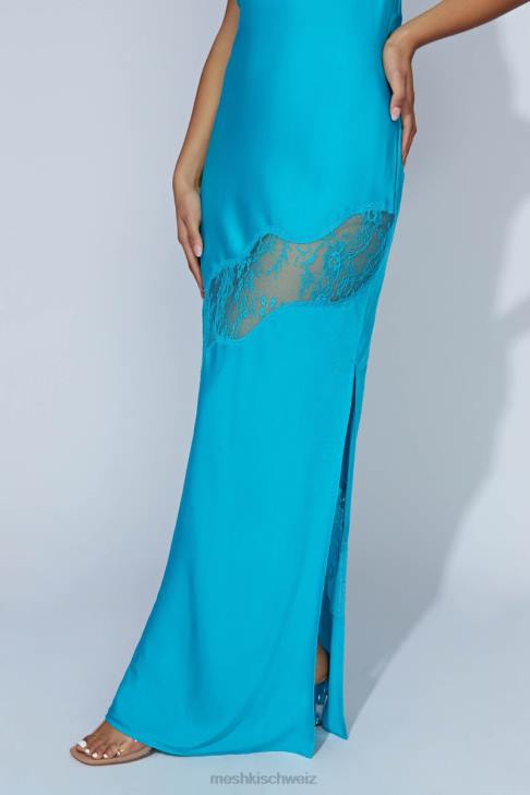 Meshki Chandra Lace Detail Satin Maxi Dress Aquamarine Clothing 060V117
