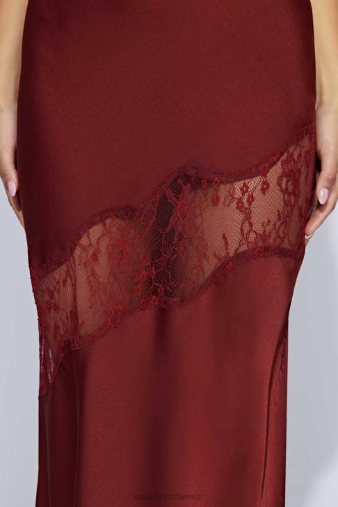 Meshki Chandra Lace Detail Satin Maxi Dress Cherry Chocolate Clothing 060V85