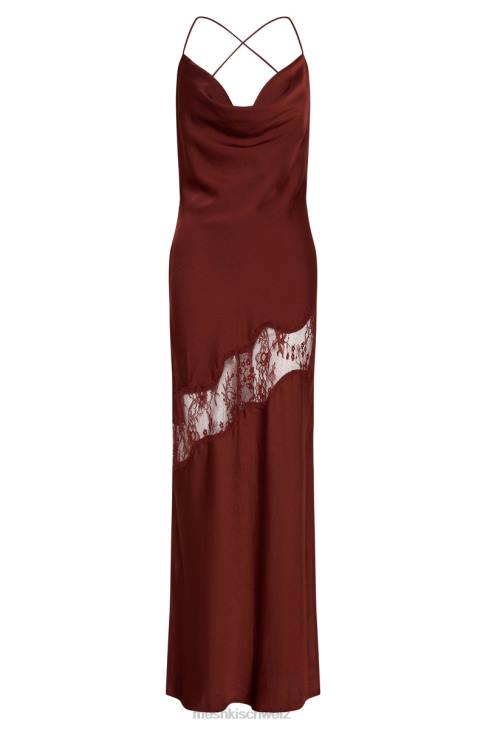 Meshki Chandra Lace Detail Satin Maxi Dress Cherry Chocolate Clothing 060V85