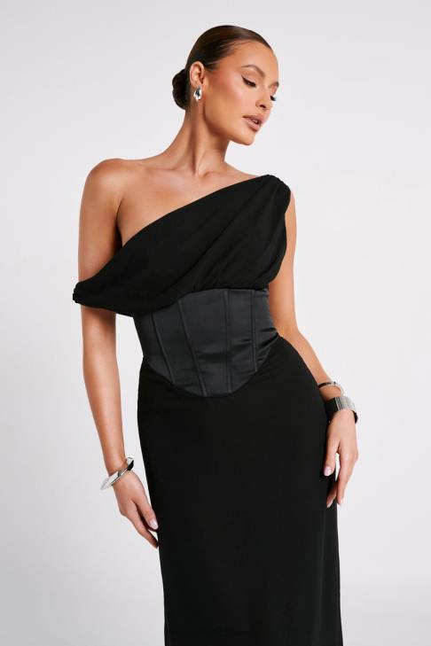 Meshki Courtney Chiffon Maxi Dress Black Clothing 060V80