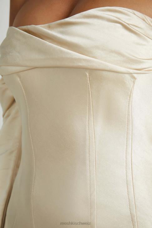 Meshki Giselle Off Shoulder Cowl Neck Maxi Dress Gold Clothing 060V120