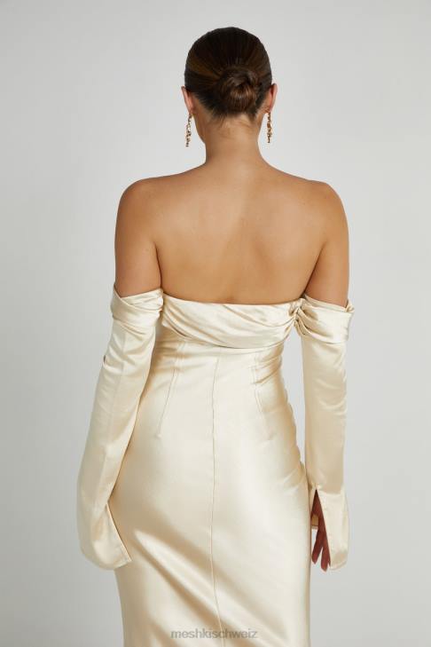 Meshki Giselle Off Shoulder Cowl Neck Maxi Dress Gold Clothing 060V120