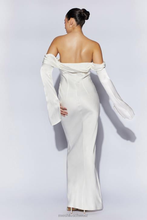 Meshki Giselle Off Shoulder Cowl Neck Maxi Dress White Clothing 060V40