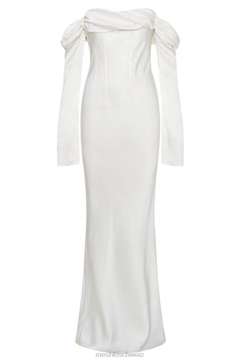 Meshki Giselle Off Shoulder Cowl Neck Maxi Dress White Clothing 060V40