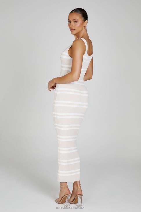 Meshki Henrietta Stripe Knit Maxi Dress Nude/White Clothing 060V100