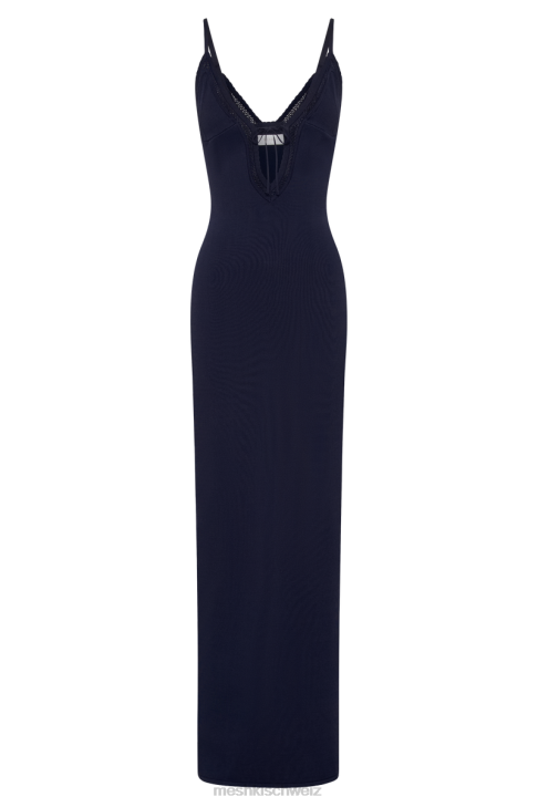 Meshki Maia Pointelle Knit Maxi Dress Navy Clothing 060V83