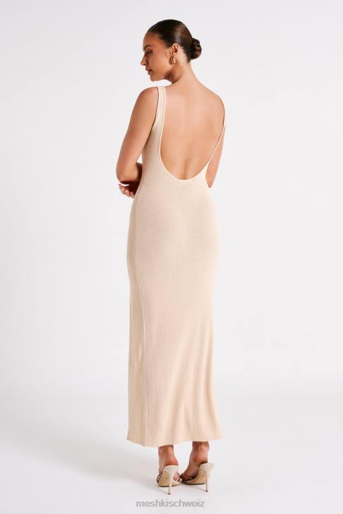 Meshki Maxine Sheer Knit Maxi Dress Wheat Clothing 060V60