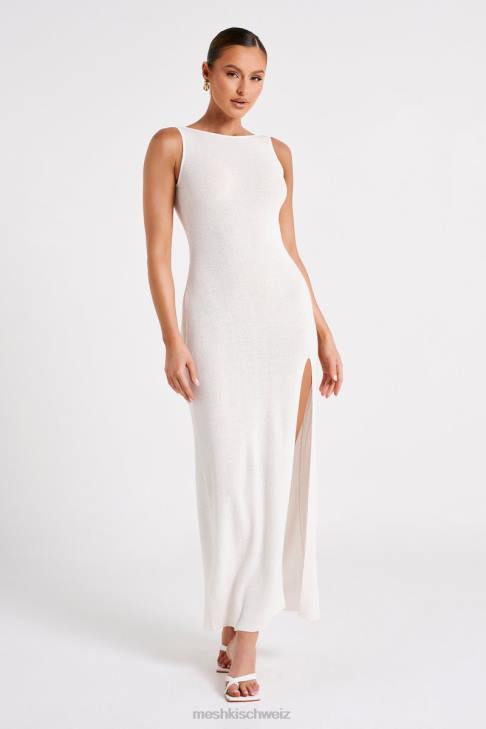 Meshki Maxine Sheer Knit Maxi Dress White Clothing 060V75