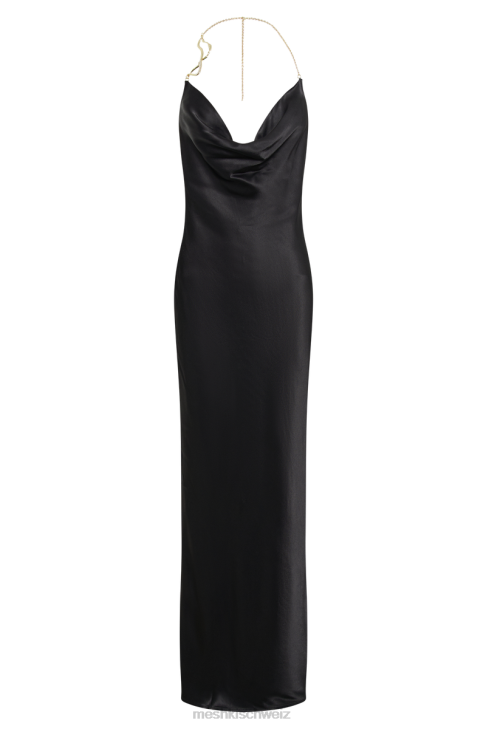 Meshki Melissa Satin Cowl Front Maxi Dress Black Clothing 060V95