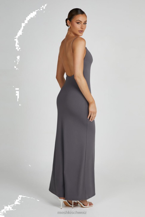 Meshki Nikkita Recycled Nylon Strappy Maxi Dress Charcoal Clothing 060V104