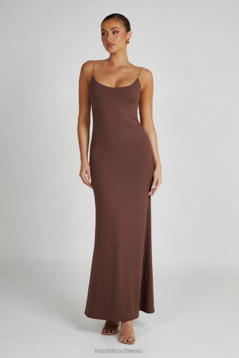Meshki Nikkita Recycled Nylon Strappy Maxi Dress Mocha Clothing 060V97
