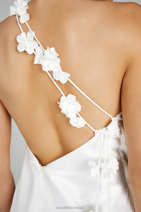 Meshki Rebecca One Shoulder Rose Maxi Dress White Clothing 060V103