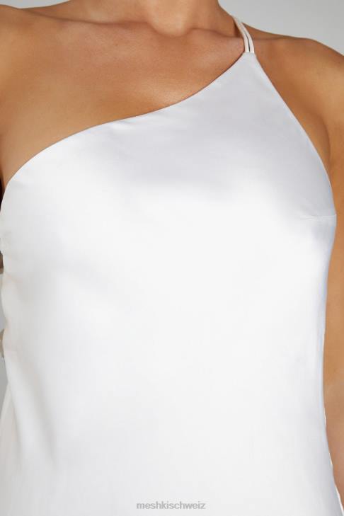 Meshki Rebecca One Shoulder Rose Maxi Dress White Clothing 060V103