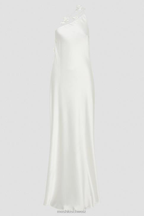 Meshki Rebecca One Shoulder Rose Maxi Dress White Clothing 060V103